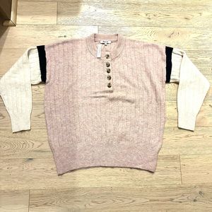 Madewell sweater, marino wool and alpaca, size small, pale pink marble color,nwt